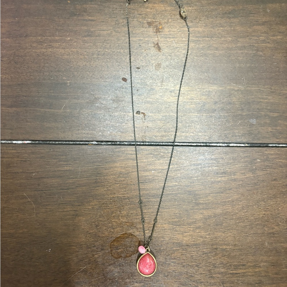 Fossil Pink Teardrop Pendant Necklace